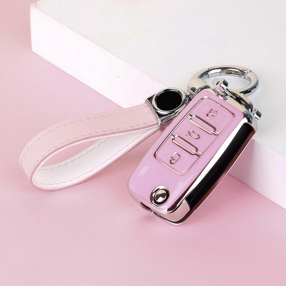 Car Key Cover Case Holder Keychain For Vw Volkswagen Polo Golf Passat Beetle Caddy T5 Up Eos Tiguan Jetta For Skoda Octavia A5