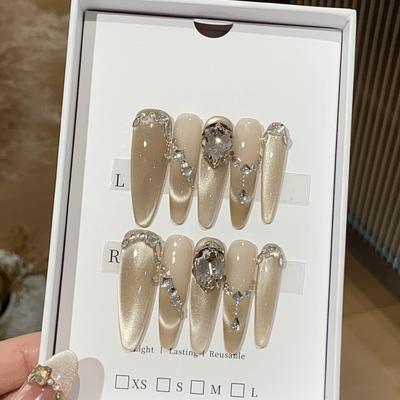 Premium Champagne Gradient Cat Eye Edge Breakfast Champagne K9 Diamond Cro