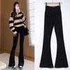 Women's Black High-Waist Flared Plush Pants - Autumn/Winter 2025 Collection