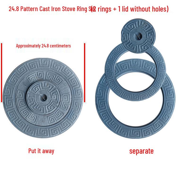 Cast Iron Firewood Stove Ring & Lid: Thickened Rustic Pot and Fire Pit Accessories