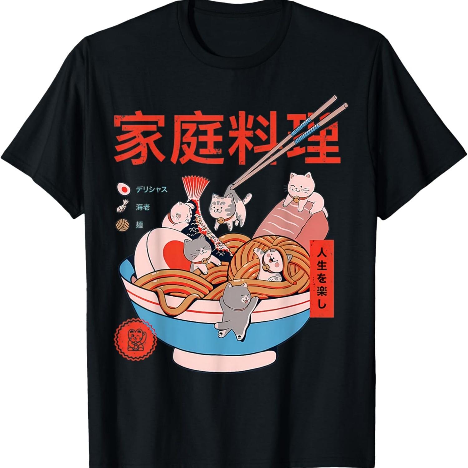 Funny Lucky Ramen Cat Meme Gift, Cat Meme T-Shirt S чёрный