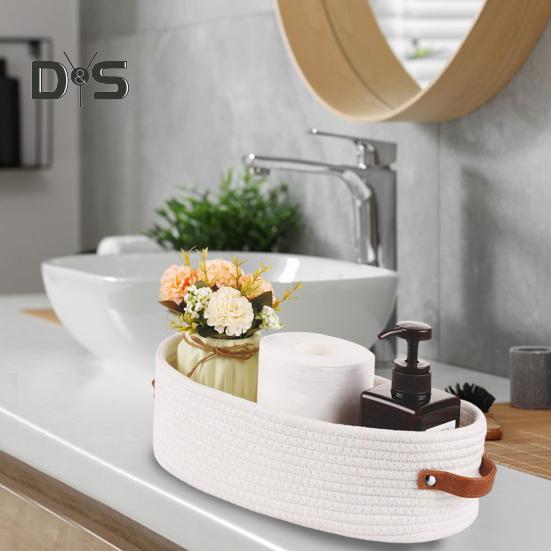Piccolo cestino portaoggetti con manico Piccolo cestino intrecciato per animali domestici Organizer decorativo per mensole per ufficio domestico Mini cestino