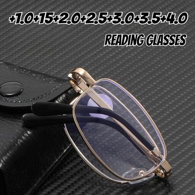 Men Women Foldable Reading Glasses With Box Vintage Hd Presbyopia Eyeglasses Retro Far Sight Diopter Eyewear +1.0 To +3.5+4.0