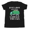 Nur ein Junge, der Müllwagen liebt Müllwagen-Liebhaber Jugend Kurzarm-T-Shirt