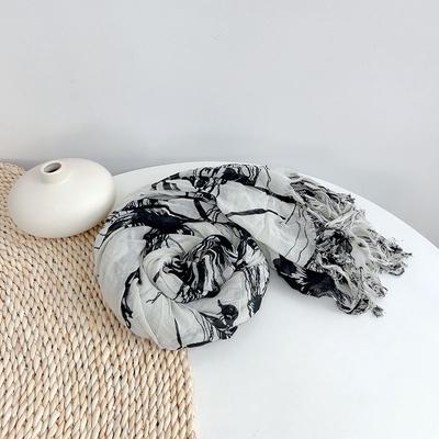 Neues Korea Design Blumendruck Dünner Schal Nackenschutz Elegant Große Größe Baumwollschal 110x220cm