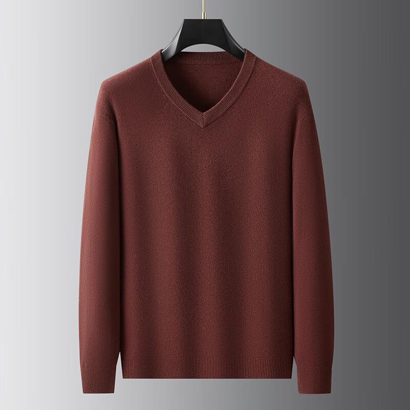 Men's Plus Size V-Neck Long Sleeve Wool Blend Sweater