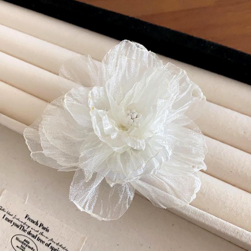 Pastoral Mesh Flower Hair Clip - Korean Temperament Duckbill Hairpin for Women
