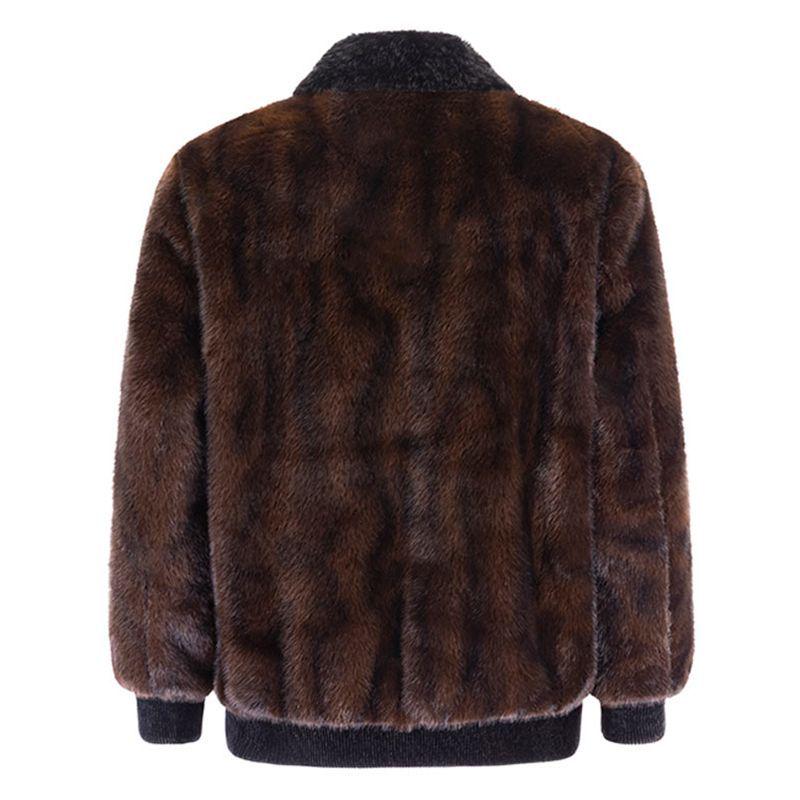 Men's High-End Mink Fur Coat - Winter Thickened Warm Lapel Jacket for Cold Protection
