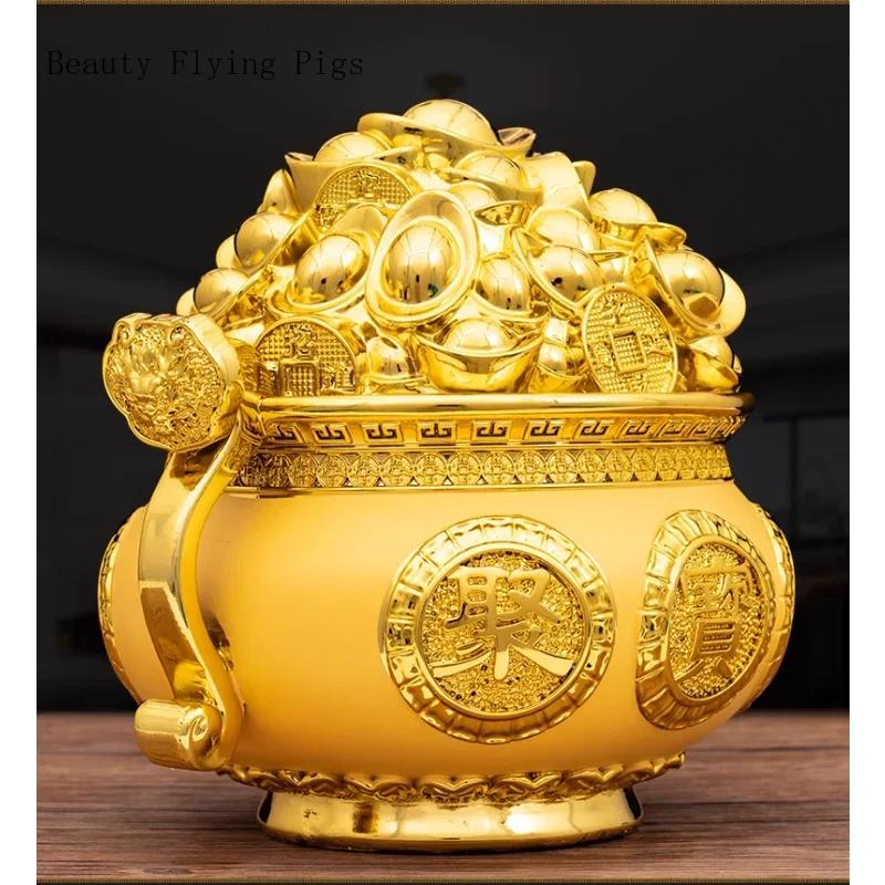 1PCS of Resin a Bucket of Gold a Piggy Bank Small Ornaments Home Decor Living Room Bedroom Foyer Decorations  Feng Shui