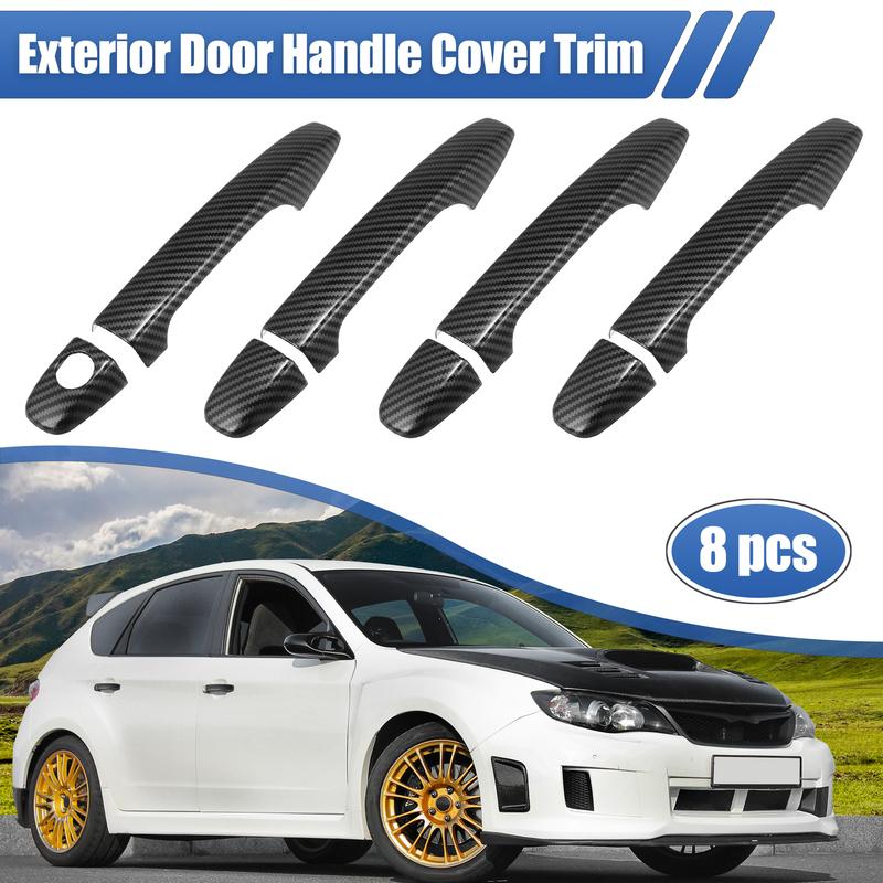 

X Autohaux 8 Pcs Carbon Fiber Pattern Door Handle Cover Trim w/ Key Hole for Subaru WRX STi
