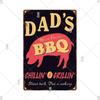 Dad's BBQ Party Metal Tin Plaque Retro Tin Signs Barbecue Rules Slogan Plate Vintage Grill Poster Yard Garden Kitchen Wall Decor