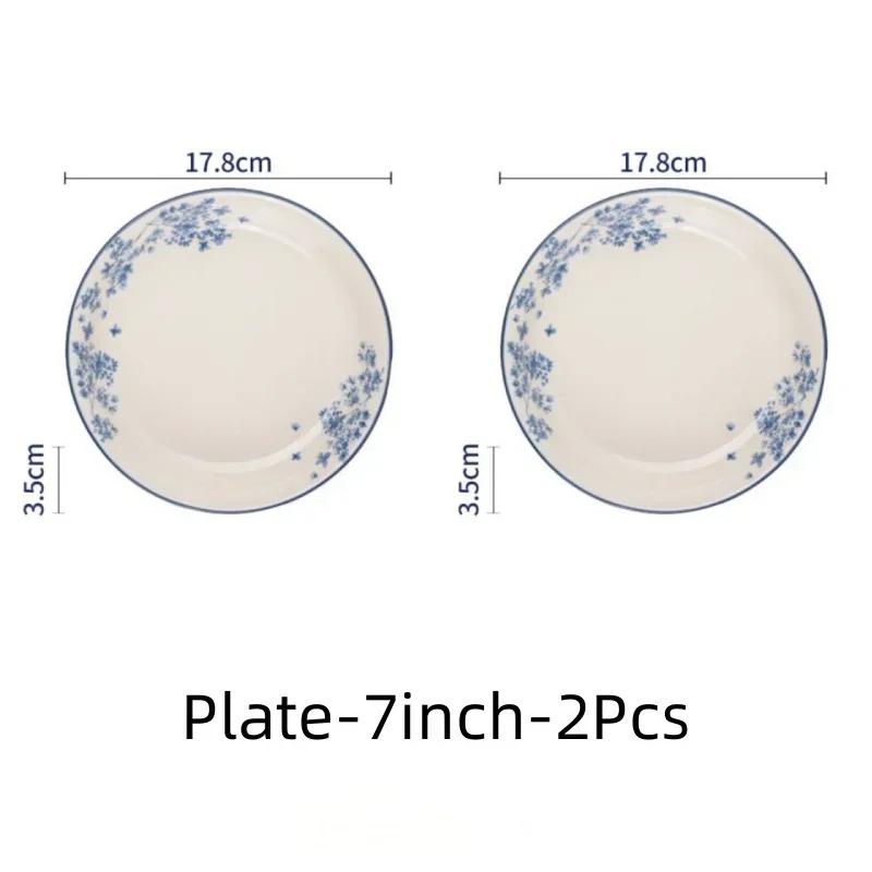 Chinese Ceramic Bowls Plates Retro Tableware Ramen Bowl Steak Dish Dessert Salad Plate Dinnerware Household Decor