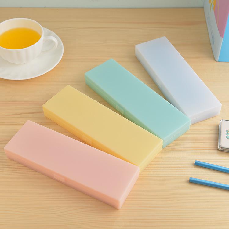 Japanese Minimalist Frosted Plastic Pencil Case - Student Semi-Transparent Artistic Style LKL-057 жёлтый