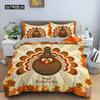 Høst Takkedag Dynetrekk King Queen Tegneserie Oransje Gresskar Kalkun Sengetøy Sett Lønneblader Mykt Polyester Dynetrekk