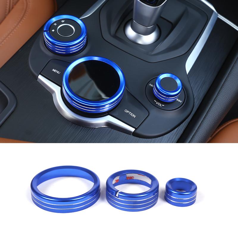 For Alfa Romeo Giulia Stelvio 2017-Car Center Console Multimedia Knob Switch Ring Decoration Cover Trim Interior