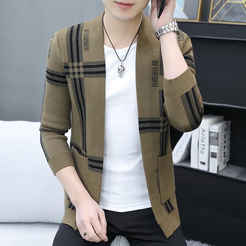 New in autumn and winter, cardigan sweater men's knitted sweater versatile casual and comfortable fashion striped young men's top