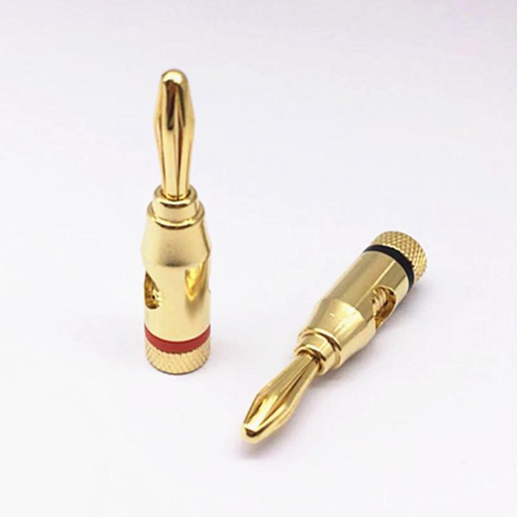 Gold-Plated Copper 4mm Solderless Audio Banana Plug for Speaker Cables