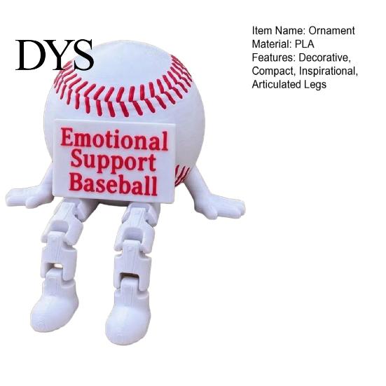 Desk Decor for Baseball Fans 3D Printed Figurine with Articulated Legs, Buddy Red Living Room Shelf Decoration Stitching, Flexible Joints Ball