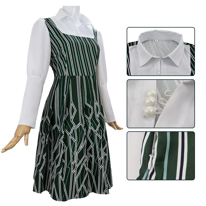 Wicked Cosplay Movie Nessarose Costume White Shirt Green Dress Full Set Medieval Dresses For Women Girls Theme Party Holiday