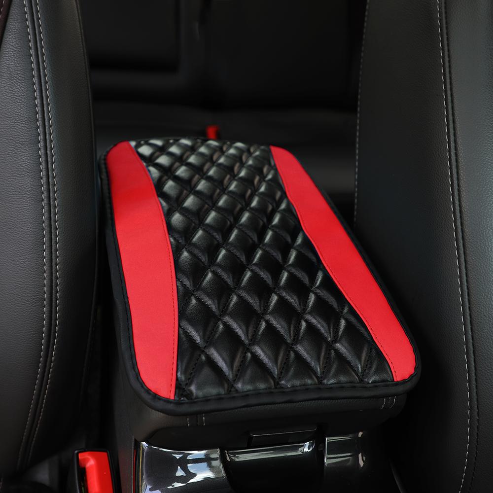 Car armrest cushion center control cushion Car interior accessories PU leather embroidered three-dimensional lattice cushion