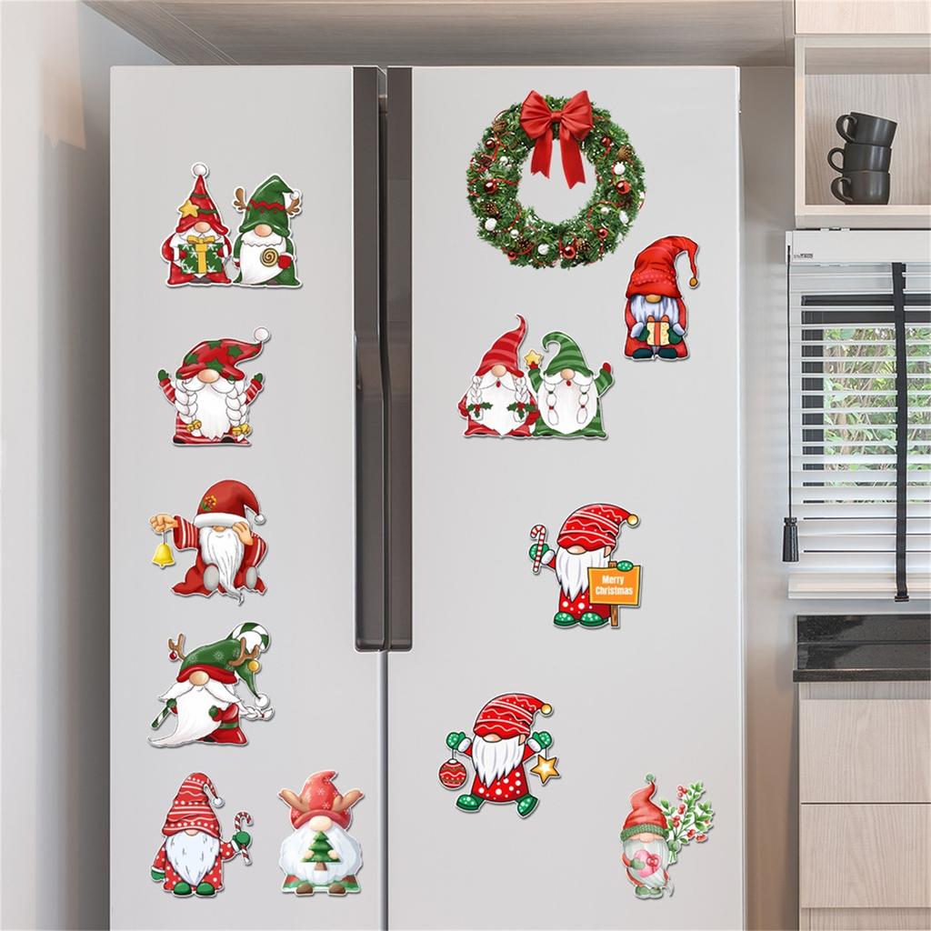 Christmas Car Refrigerator Decorations Reflective  Santa Deer Magnet Ornaments Xmas New Year Holiday Home Decor