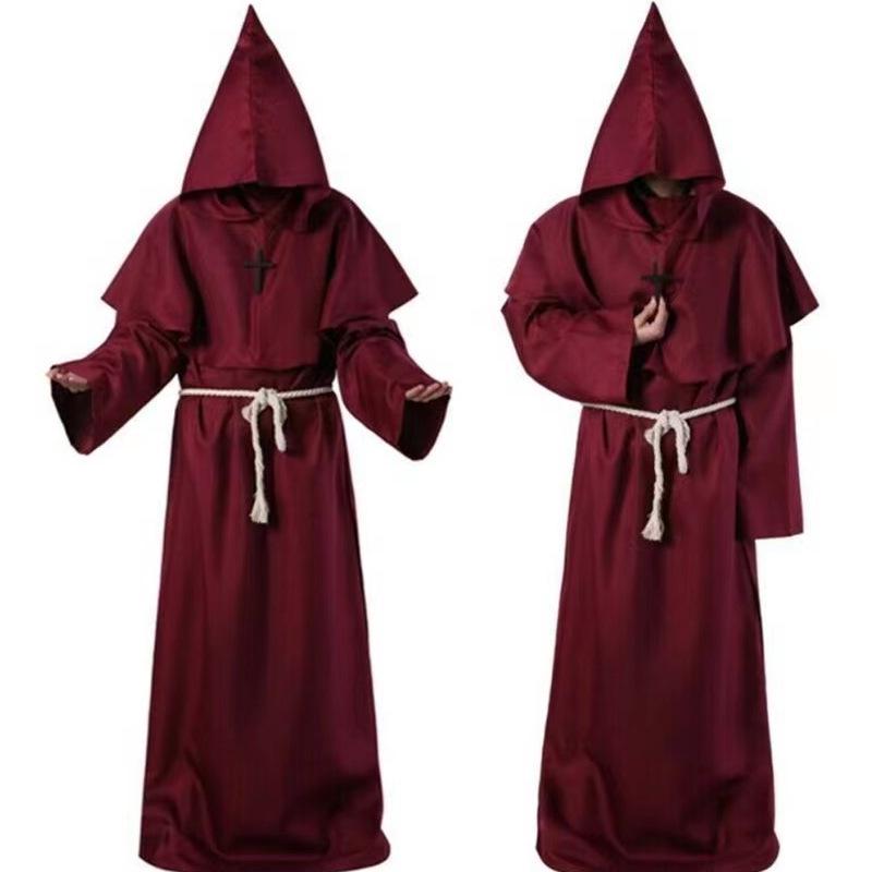 Halloween Medieval Monk Robe Costume - Friar, Wizard, and Priest Cosplay Outfit for Stage