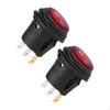 2Pcs LED Lighted Rocker Switch Round Universal Waterproof Toggle