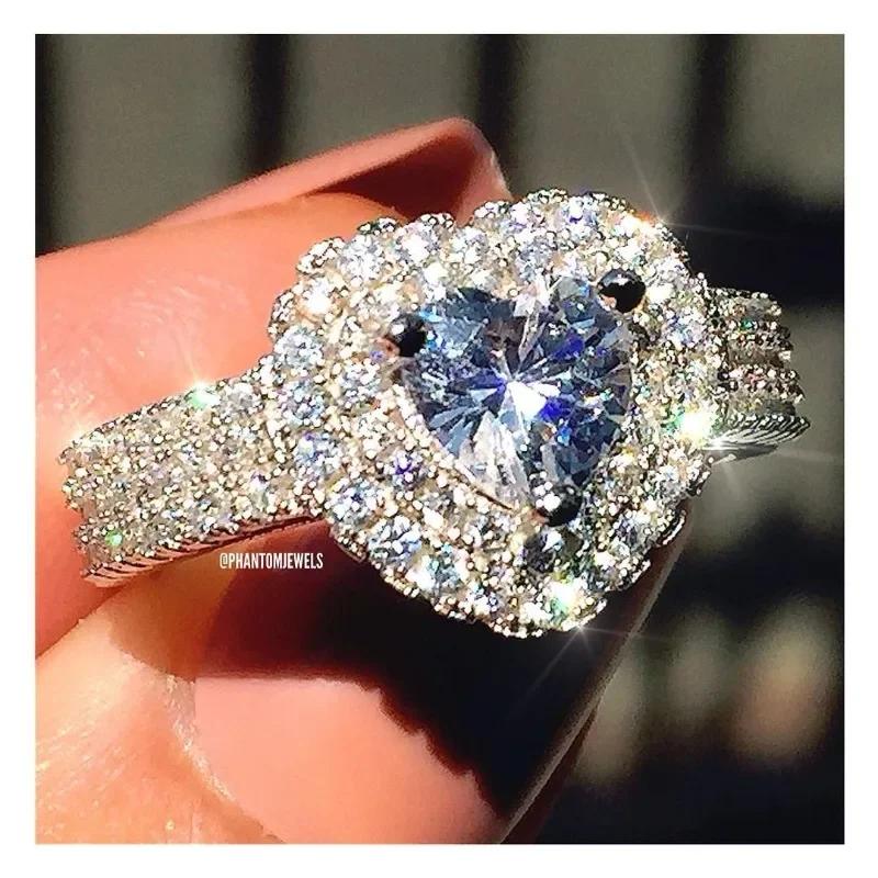 Hot-selling women's fashion, shiny zircon wedding and engagement rings, high-end Zircon accessories wholesale