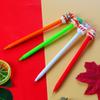15Pcs Back to School Season Student Stationery, Novelty Puppy Topper Writing Pen With Christmas Style Hat, Bright Green Smooth Pen Shaft, Fun Decorati