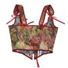 Red Sexy Bustiers Floral Bustier Crop Top Lace Up for Tank Tops Waist Cincher Corset With Straps Corset Tops To Wear Out