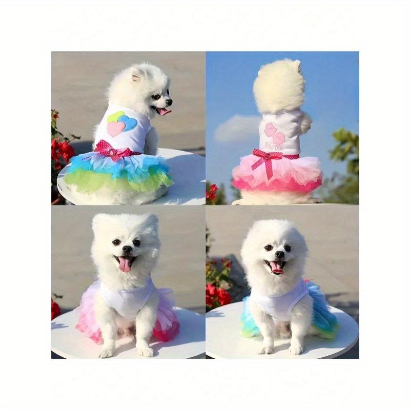 Cute Ballet Tutu Skirt Dress Suitable For Small To Medium Dogs - Heart & Lip Print, Soft Polyester Pet Clothing, Perfect For Parties & Special