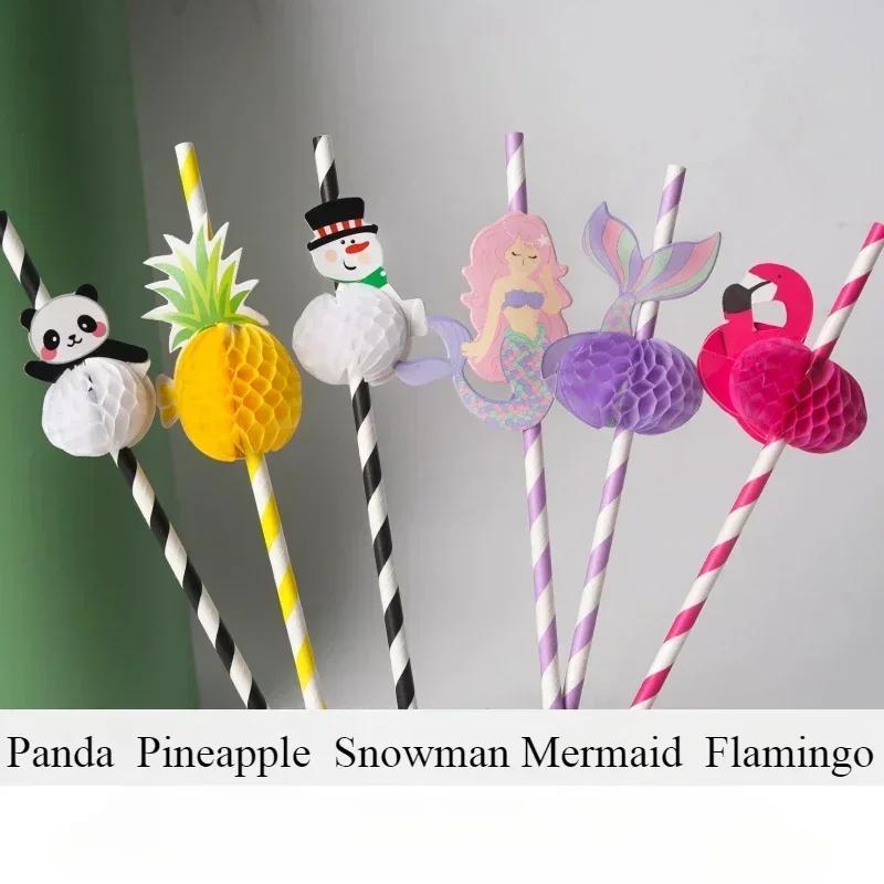 50PCS Disposable Biodegradable Paper Straws Food Grade Festival Decoration Party Desserts Juice Beverages Creative Styling Straw