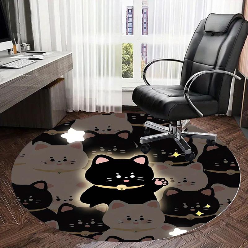 1pc Office Carpet Chair Mats Maneki-neko Cats Pattern Perfect for Decorating Office Chairs, Living Rooms, Or Bedrooms