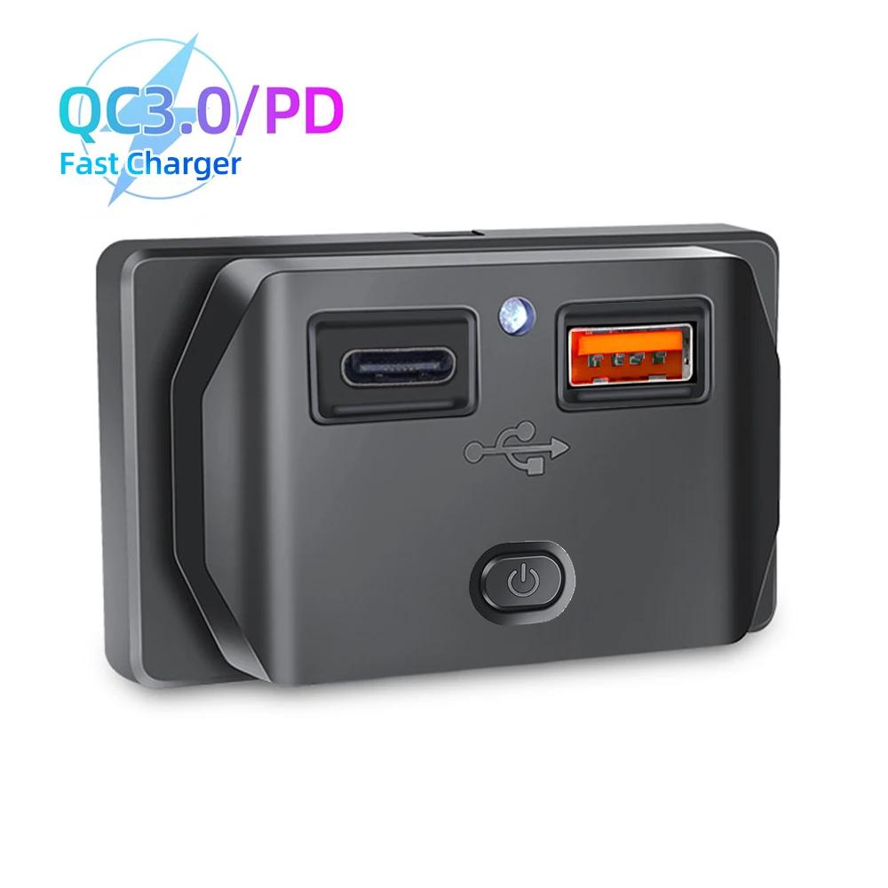 Waterproof DIY RV Car USB PD Charger Socket 2 Port Power Outlet Panel Mount DC5V/3.1A 12V 24V for Car RV Bus Truck