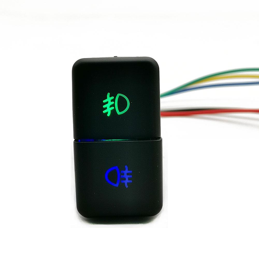 Car Modified Dual Switch Front Rear Fog Light LED Music Radar Push Button Switch with Wire for Honda Accord 7th Car Accessories Front Rear Fog light