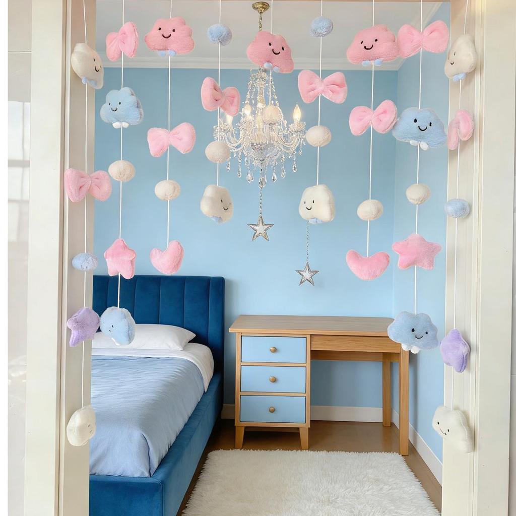 Shy Cloud Warm Door Curtain for Girls' Room, Tea Room, Villa, and Bathroom