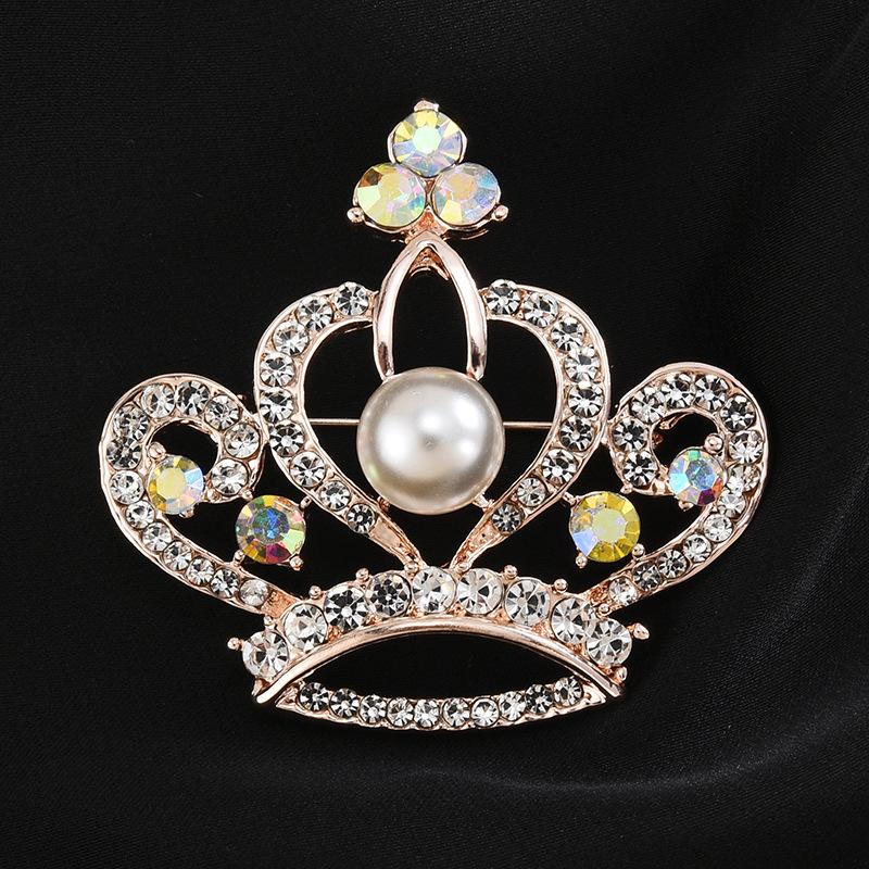 High-End Korean Alloy Scarf Buckle with Diamond, Pearl, and Brooch Pin Accessories