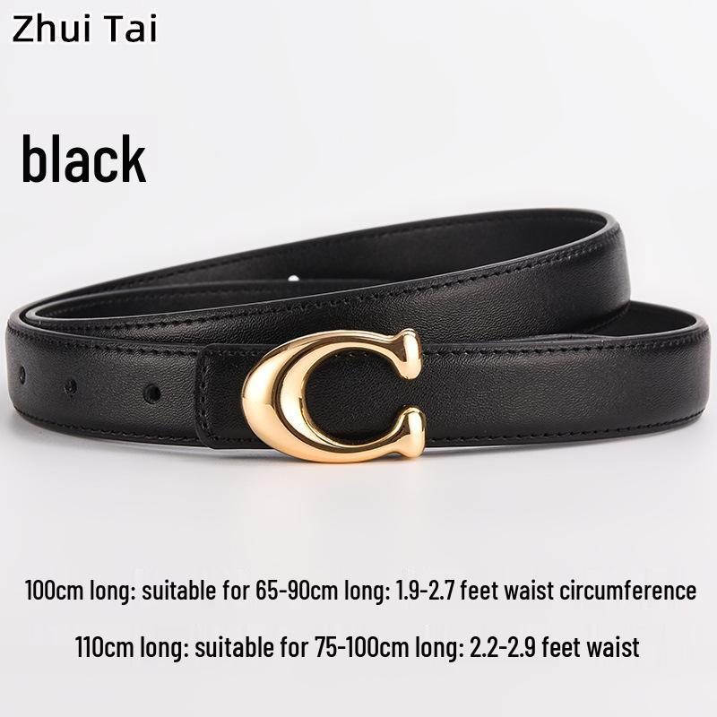 New Women's Smooth Buckle Belt - Alloy Fashion Letter Leather Waist Belt, Korean Style Trend