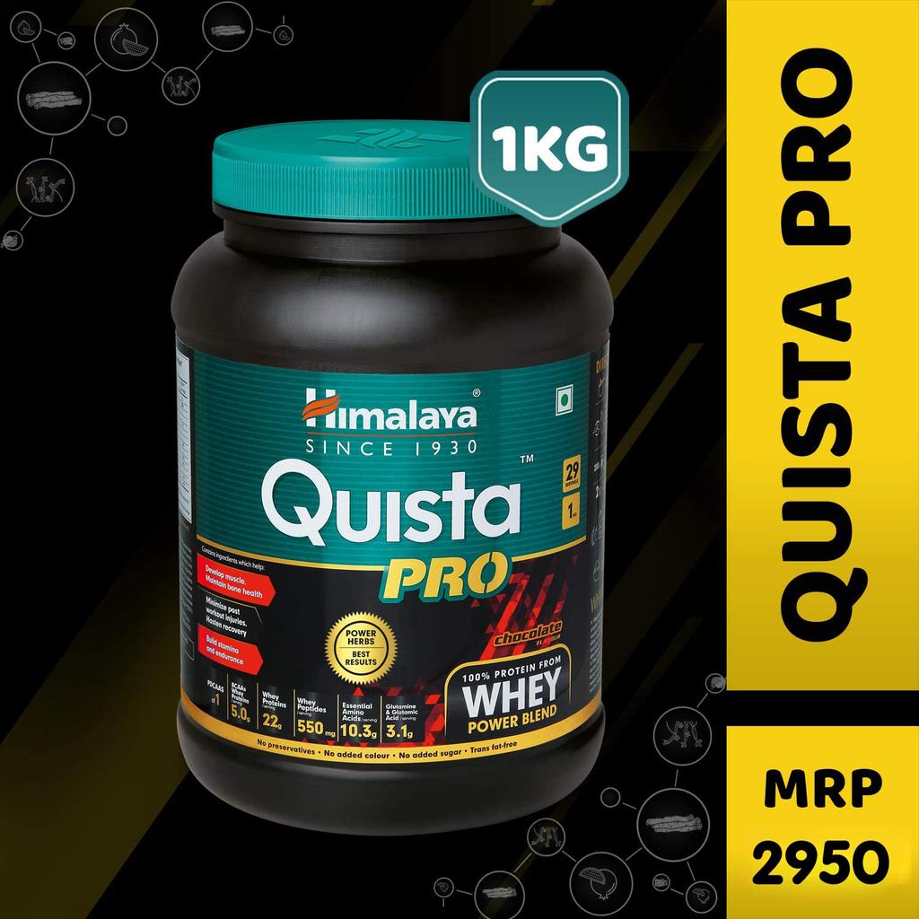 Himalaya Quista Pro Whey Protein Chocolate 1kg Pack for Muscle Gain Recovery
