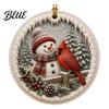 Festive Hanging Decor Acrylic Christmas Red Bird Ornament, Snow Scene Pattern Xmas Tree Ornaments Decor, Retro Round Pendant for Winter Holiday Party