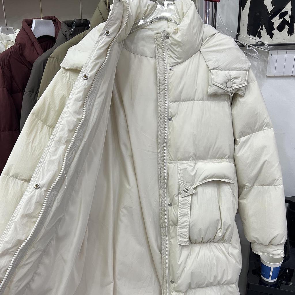 Women's 2024 Winter Hooded Down Jacket - Loose Fit, Plus Size, Mid-Length, Thick, Warm White Duck Down Outerwear