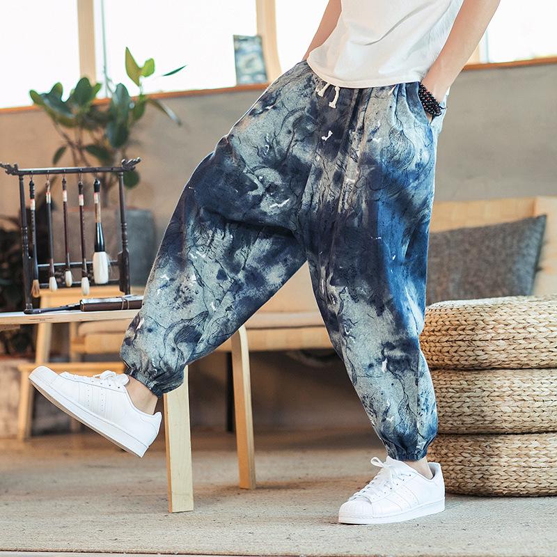 Men's Plus Size Chinese Style Loose Tapered Printed Lantern Pants