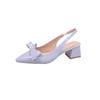 2025 Modern Office Shoes for Women Black Wedding Slingback Pointed Toe Butterfly Decoration Female High Heeled Sand
