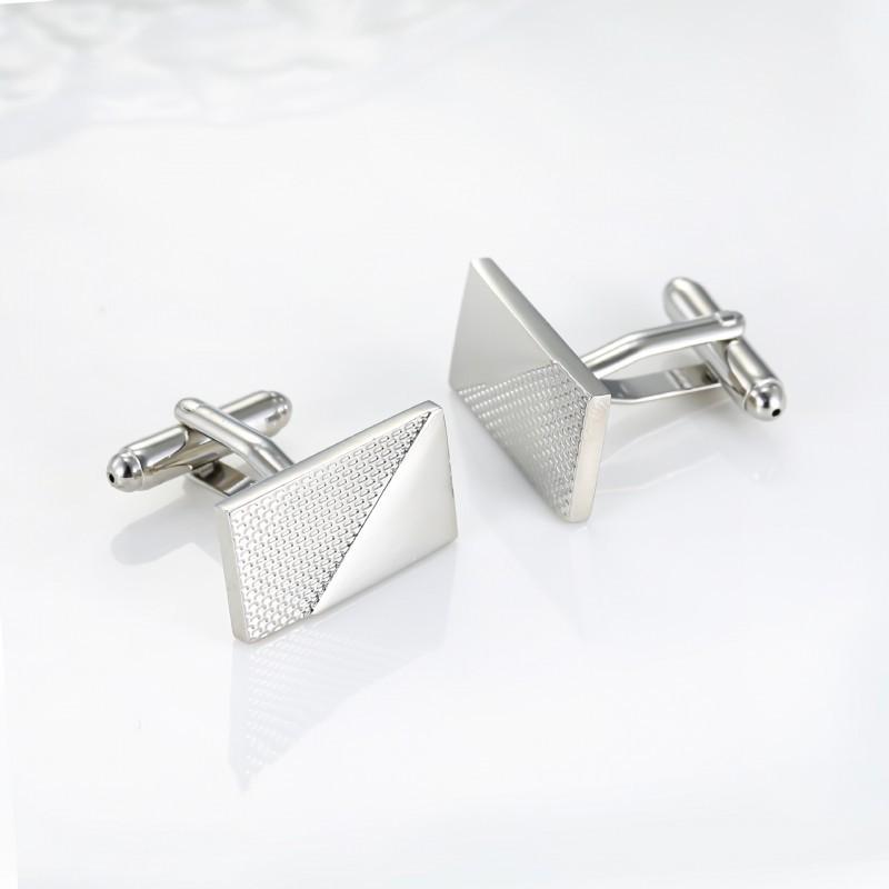 Rectangular Twill Smooth Metal Cufflinks Men's Business Shirts