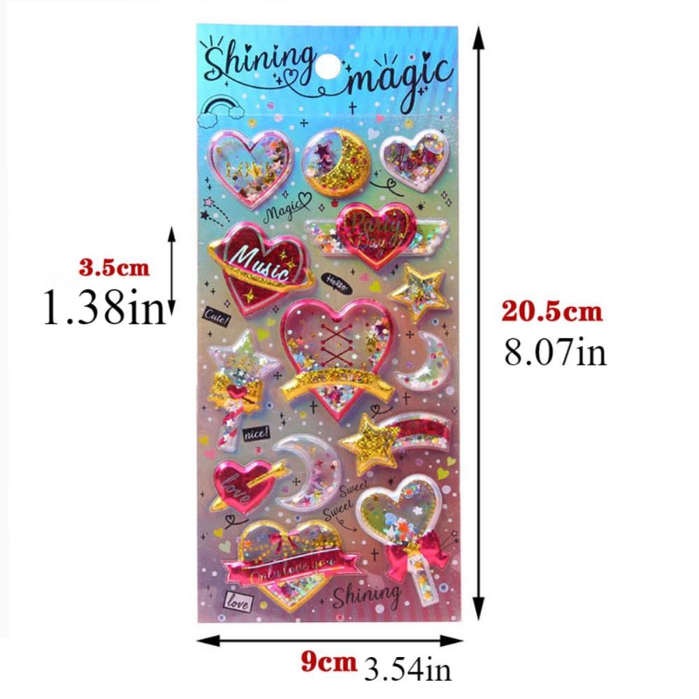 1 PCS Shiny Hot Stamping Cute Stickers 3D Three-dimensional Crystal Shaking Gemstone Stickers for Phone Decoration INS Style Stickers