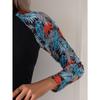 New women's zipper splicing printed long-sleeved boxers split competitive swimsuit