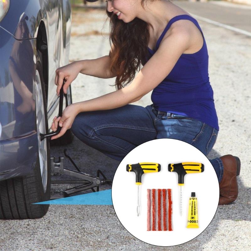 Auto Tire Repair Set Puncture Repair Tool Car Motorcycle Bike Heavy Duty Tubeless Tire Repair Kit Rivets Tool Set