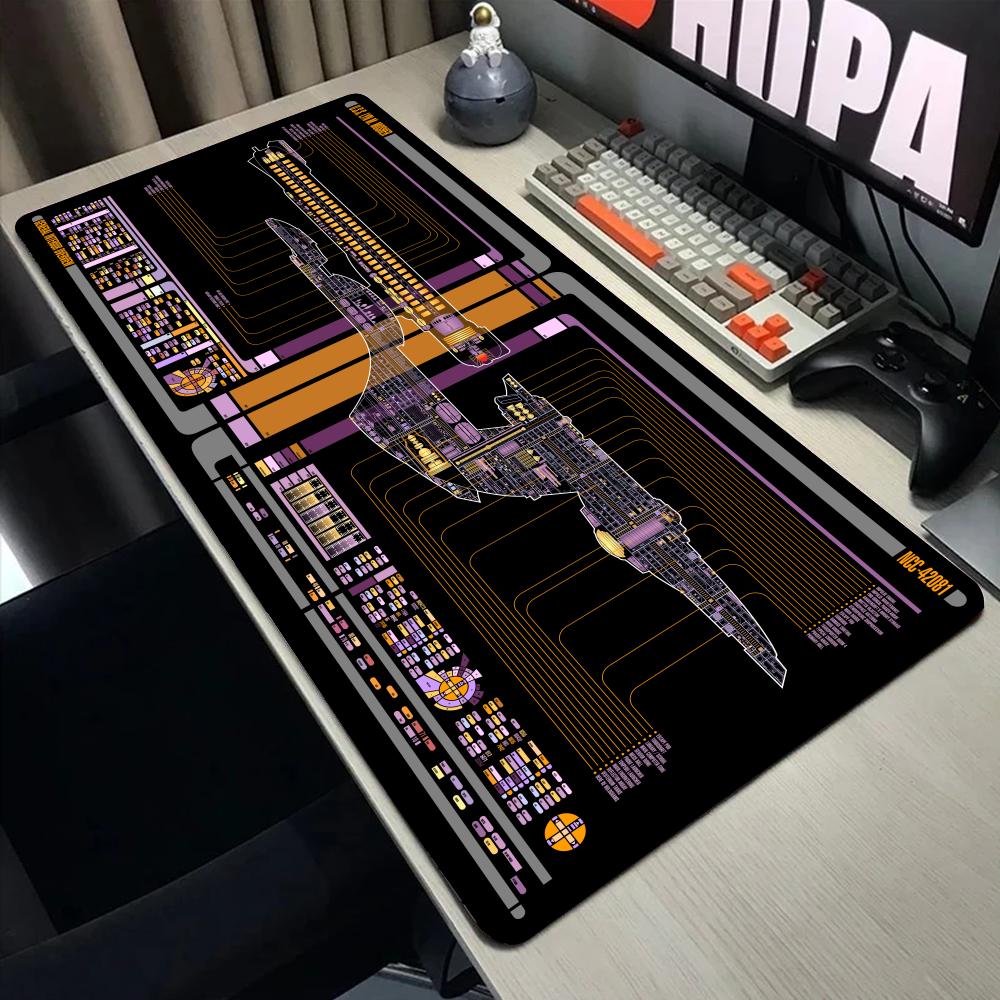 Large Starship Blueprint Pad Desk Pad Mouse Pad Gamer Computer Cabinet Star Trek Game Office Accessories Keyboard Anime Extended