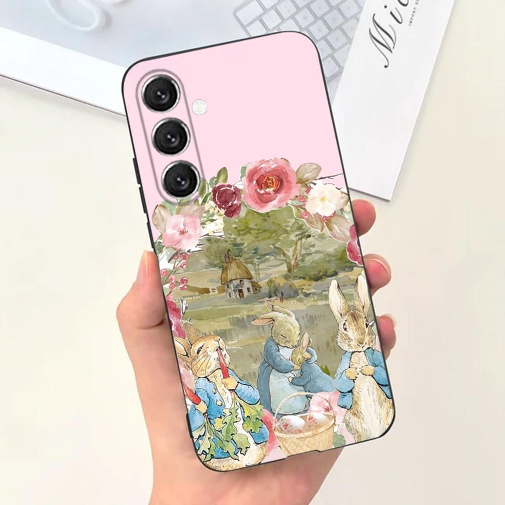 Cute P-PeterS Rabbit Phone Case For Samsung S25,S24,S21,S22,S23,S30,Ultra,S20,Plus,Fe,Lite,Note,10,9,5G Black Cover