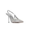 Fashion New Water Diamond Mesh Pointed Hollow Transparent Sandals 2024 Summer Women's French Spicy Girls High Heel Nude Shoes Size 43